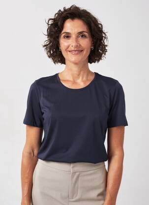 T-shirt stretch manches courtes bleu BARBARA LEBEK femme