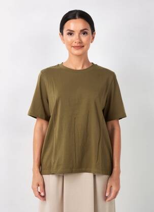 T-shirt coupe droite manches courtes vert YERSE femme