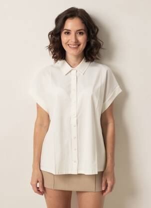 Chemisier coupe cintrée manches courtes beige MARIA BELLENTANI femme
