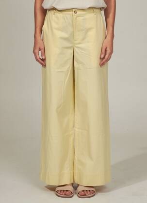 Pantalon large tissage popeline taille normale jaune YERSE femme