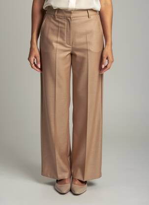 Pantalon large fermeture zippée sous rabat boutonné taille normale marron MARIA BELLENTANI femme