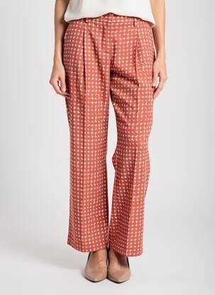 Pantalon droit tissage crêpe taille normale orange YERSE femme