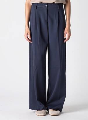 Pantalon large fermeture zippée sous rabat boutonné taille haute bleu MARIA BELLENTANI femme