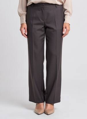 Pantalon droit tissage crêpe taille normale noir MARIA BELLENTANI femme