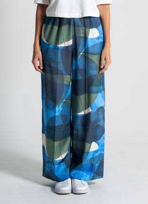 Pantalon large tissage popeline bleu MARIA BELLENTANI femme