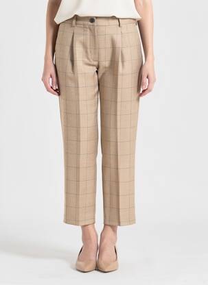 Pantalon 7/8 taille à pinces taille normale beige MARIA BELLENTANI femme