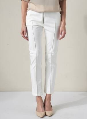 Pantalon 7/8 stretch taille normale blanc REIKO femme