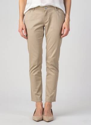 Pantalon slim tissage popeline taille normale marron ROSNER femme
