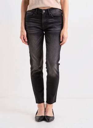Pantalon slim tissage enduit taille normale noir REIKO femme