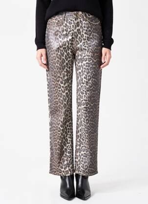 Pantalon droit stretch taille normale marron GANNI femme