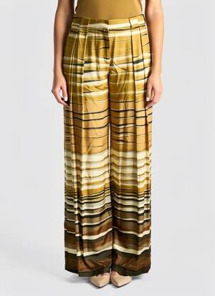 Pantalon large taille à pinces taille haute beige DMN femme