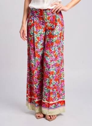 Pantalon large fermeture zippée sous rabat boutonné taille haute rose ESSENTIEL ANTWERP femme