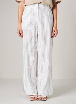 Pantalon large tissage crêpe taille haute blanc BARBOUR femme