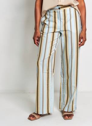 Pantalon large tissage popeline taille normale bleu DIEGA femme