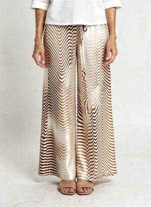Pantalon large coupe fluide taille normale beige OUD femme