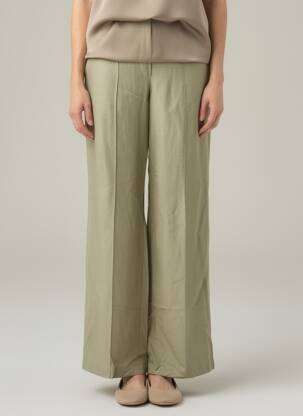 Pantalon large fermeture zip latéral taille haute vert SAMSOE & SAMSOE femme