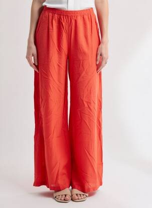 Pantalon large tissage popeline taille normale orange MAISON SAINT JULIEN femme