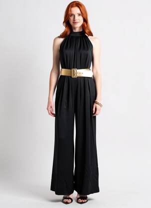 Combi-pantalon coupe fluide sans manche noir DMN femme