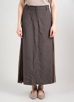 Jupe longue taille haute marron SU femme