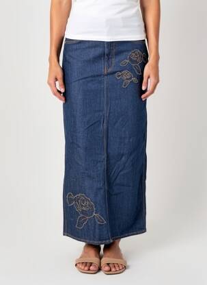 Jupe longue taille haute bleu GANNI femme