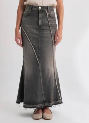 Jupe longue taille haute noir GANNI femme