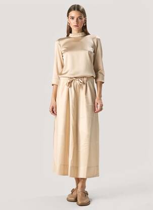 Jupe longue coupe évasée beige HANA SAN femme