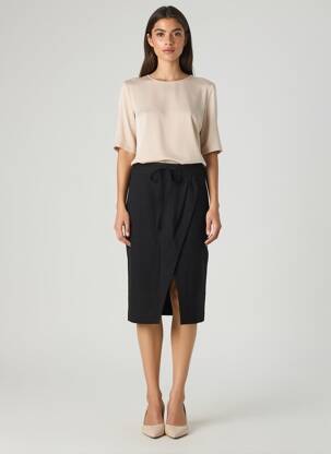Jupe mi-longue coupe droite noir ROUJE femme