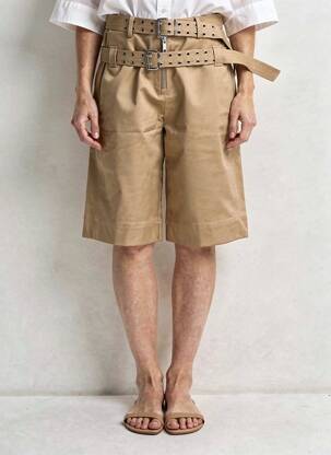 Bermuda taille haute taille haute beige GANNI femme