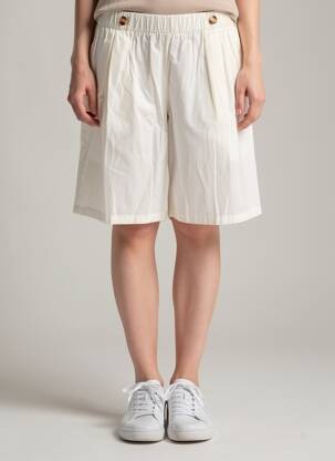 Short taille élastique taille haute beige ANNE MI femme