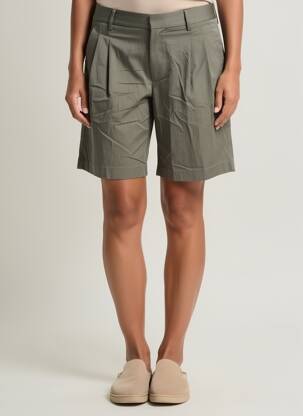 Short fermeture zippée sous rabat avec crochet taille haute vert RAILS femme