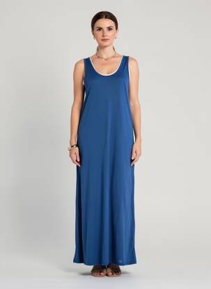 Robe longue sans manche sans manche bleu MAJESTIC FILATURES femme
