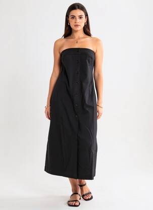 Robe mi-longue sans manche sans manche noir SAMSOE & SAMSOE femme