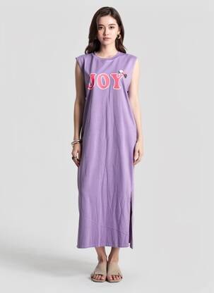 Robe longue sans manche sans manche violet NEWTONE femme