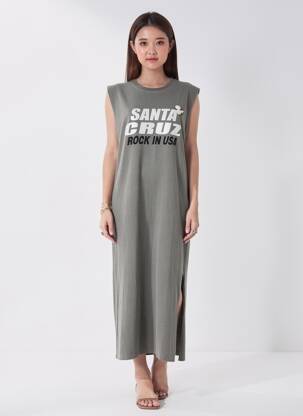 Robe longue sans manche sans manche gris NEWTONE femme