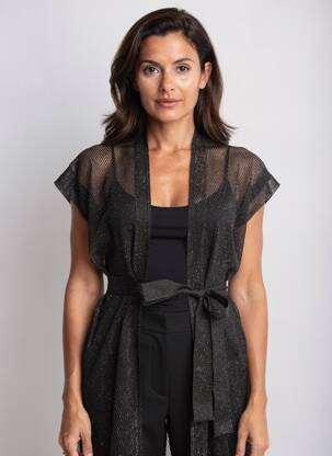 Gilet manches courtes col v noir BELIZA femme