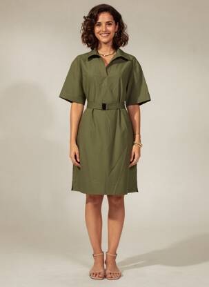Robe mi-longue manches courtes manches courtes vert GERARD DAREL femme