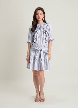 Robe courte manches 3/4 manches 3/4 bleu ESSENTIEL ANTWERP femme