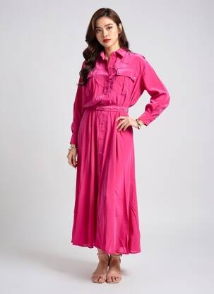 Robe longue manches longues manches longues rose ESSENTIEL ANTWERP femme