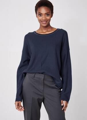 Pull coupe droite manches longues bleu BARBOUR femme