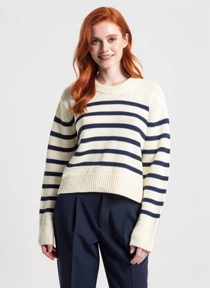 Pull resserrée sur le bas manches longues blanc RAILS femme