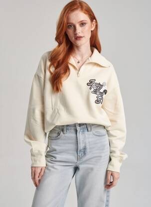 Sweat-shirt tissage jersey manches longues blanc NEWTONE femme