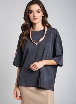 T-shirt col rond manches courtes gris ONE TEE femme