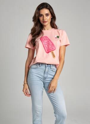 T-shirt coupe droite manches courtes rose NEWTONE femme