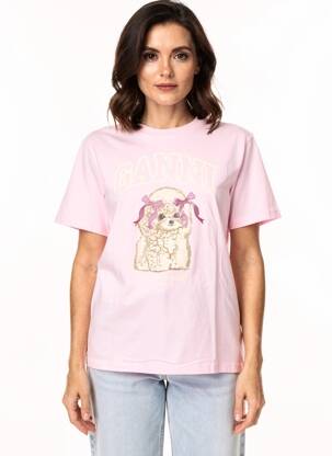 T-shirt coupe droite manches courtes rose GANNI femme