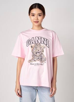 T-shirt coupe droite manches courtes rose GANNI femme