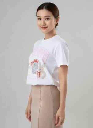 T-shirt coupe droite manches courtes blanc GANNI femme