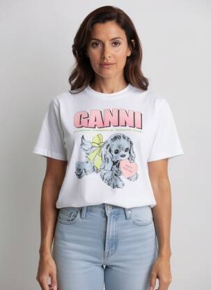 T-shirt coupe droite manches courtes blanc GANNI femme