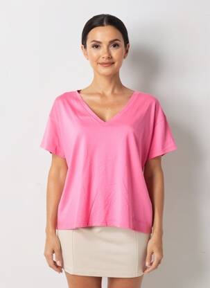 T-shirt coupe droite manches courtes rose MAJESTIC FILATURES femme