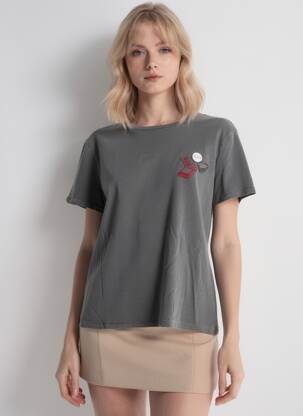 T-shirt coupe droite manches courtes gris NEWTONE femme