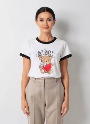 T-shirt coupe droite manches courtes blanc GANNI femme
